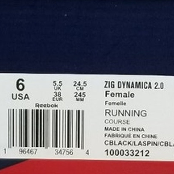 Reebok Female Zig Dynamica 2.0 Running Shoes Women's Size 6 Black Pink NWT - Picture 6 of 6